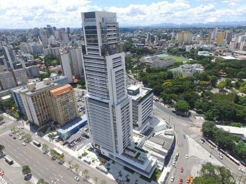 Marine Box head office tower in Centro Cívico, Curitiba, beside the Passeio Público park