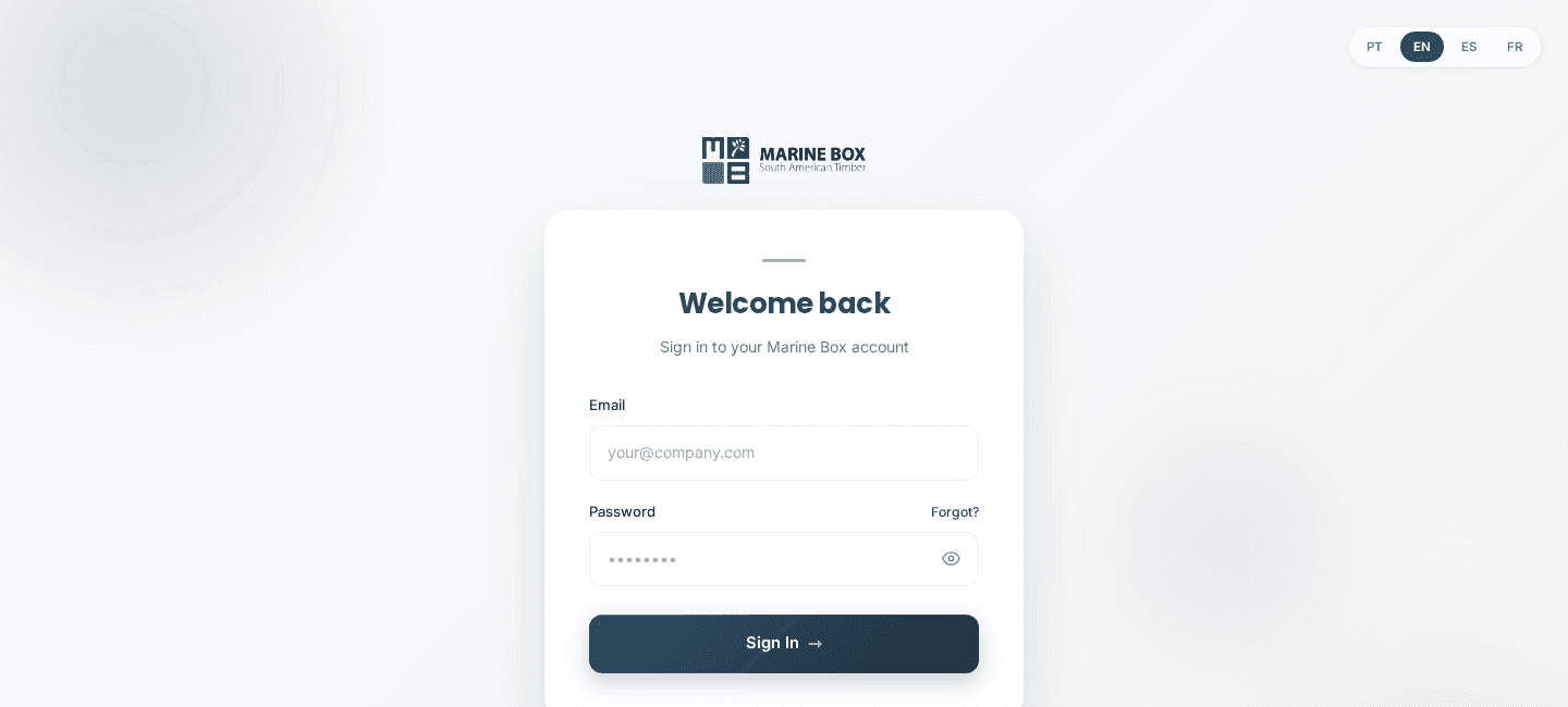 Marine Box Portal — secure importer login
